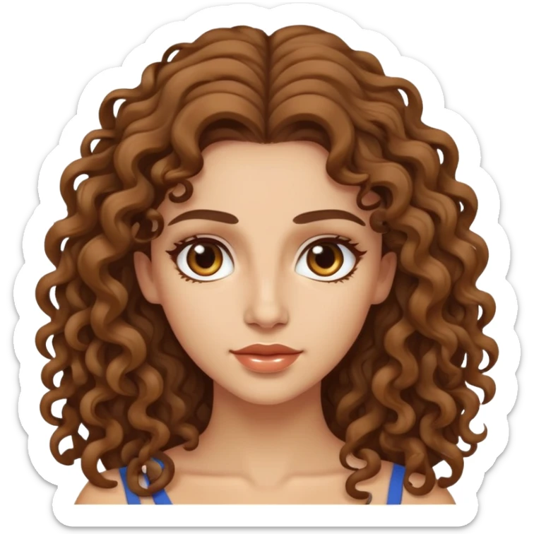 attractive Greek woman with long curly hair and light skin sticker
