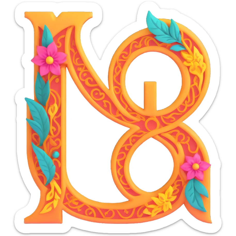 recognizable typical sign of the singer prince in the form of a male - female sign filled with exotic ornaments without a face sticker