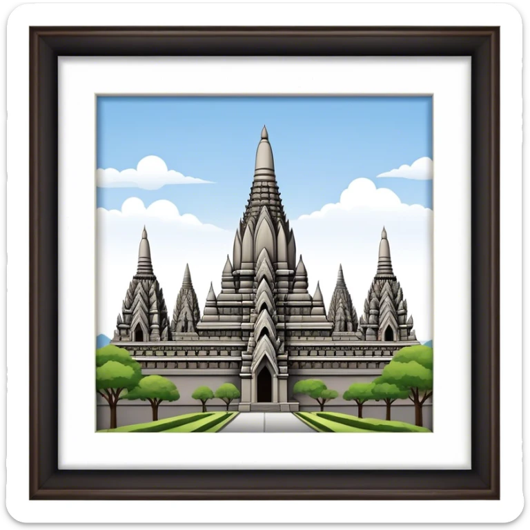 Prambanan Temple Landmark Emoji – Showcasing its towering Hindu temple spires with intricate carvings. sticker