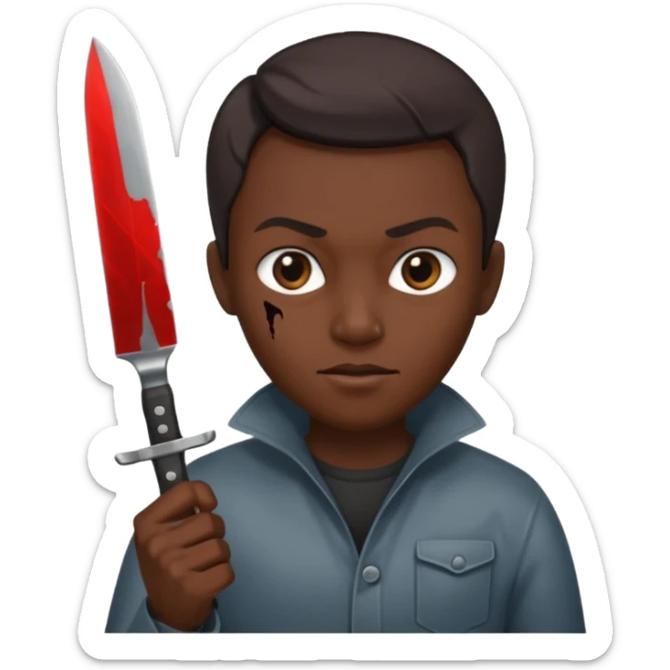 a evil face with a knife in their hand and te emoji tu be just the head and the hand with the knife sticker
