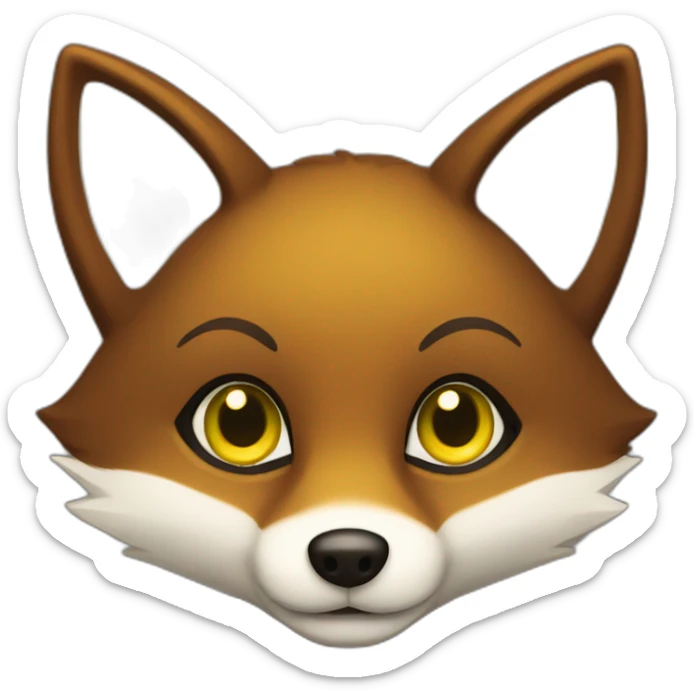small dark brown fox with yellow eyes and a dark green hood that smile sticker