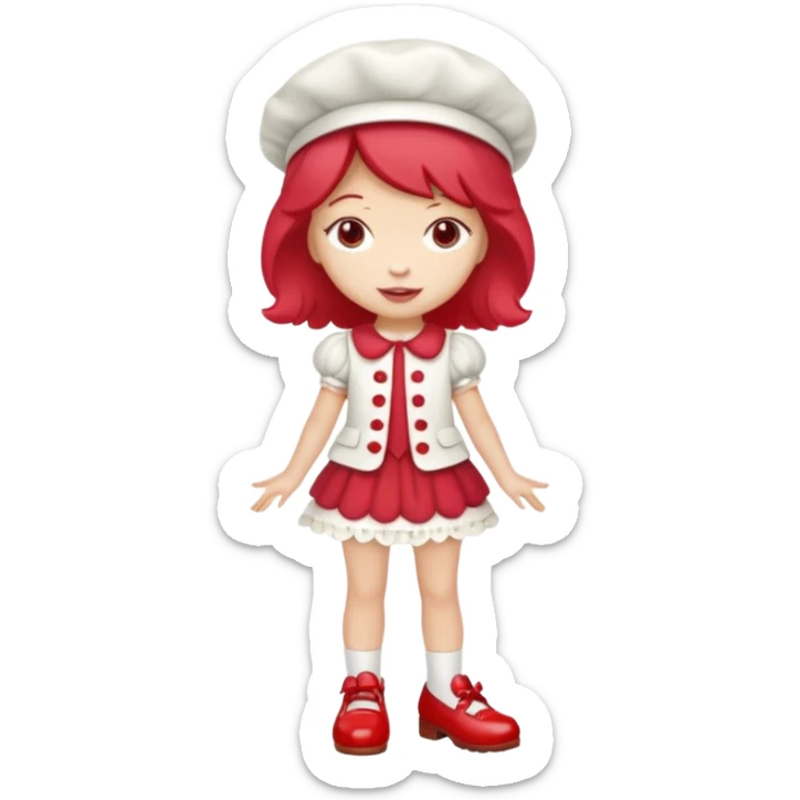 pretty and cute modern day strawberry shortcake full body with red shoes emoji sticker
