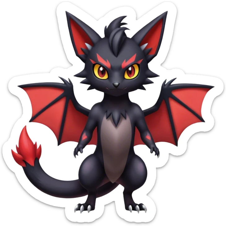 Edgy Cute Cool Kawaii Litten-Noivern-Zoroark-Noibat-Pokemon Full Body  sticker