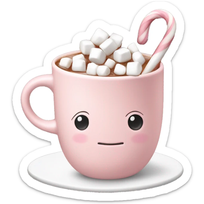 Light Pink mug of hot chocolate with marshmallows  sticker