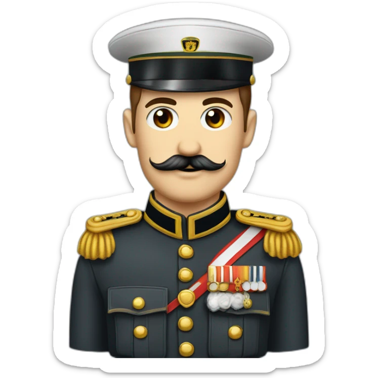 Militaire allemand portant une petite moustache carré et coiffé avec les cheveux plaqué sticker