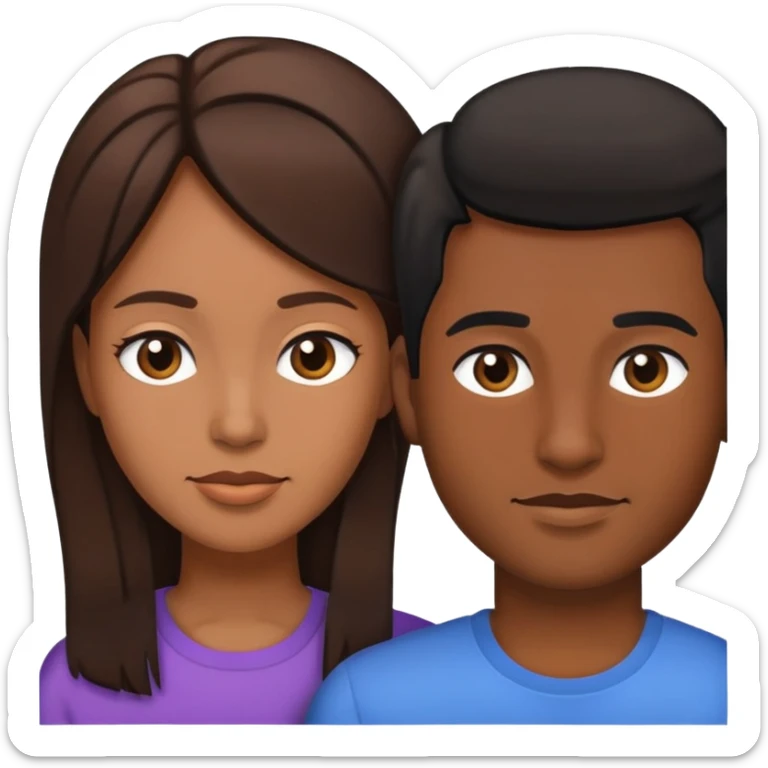 Same sex couple, brown hair and black hair sticker