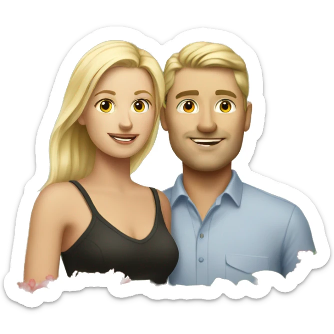 male portrait in outdoor setting with blonde wife sticker