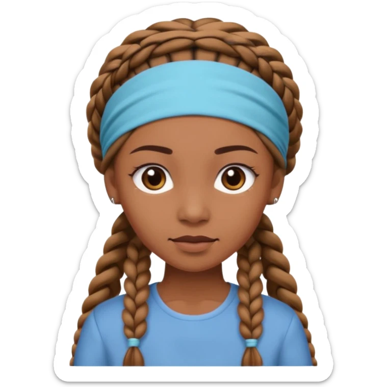 big lose braided woman face wiith big visible braids and mono color headband on head sticker