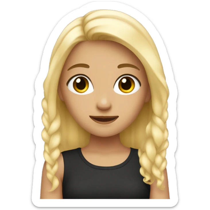 girl with blonde hair and black eyes films herself for a youtube video sticker