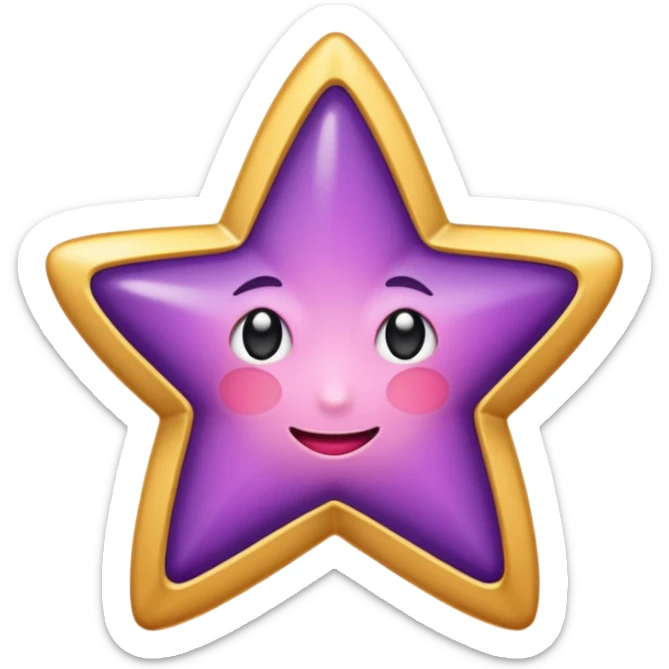 Quiero un emoji de estrella, pero que la estrella sea de oro rosa y brilli brilli con chispitas moradas sticker