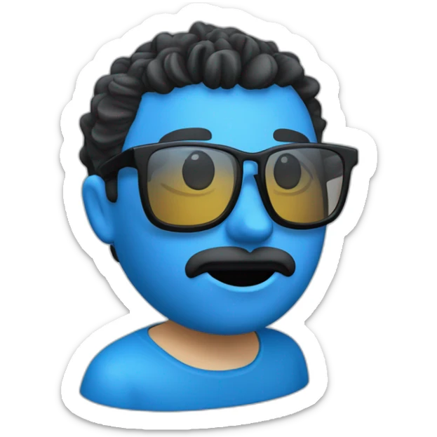 CARA DE CHICO CON GAFAS DE PASTA AZULES SIN VIGOTE Y PELO CORTO NEGRO CON FLEQUILLO DE PUNTA sticker