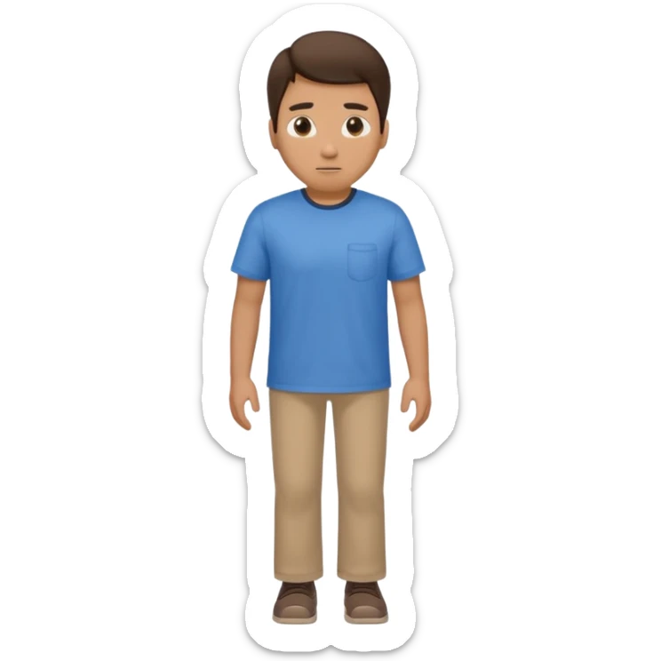 walking man no face, blue shirt, similar to previous eyes emoji style sticker