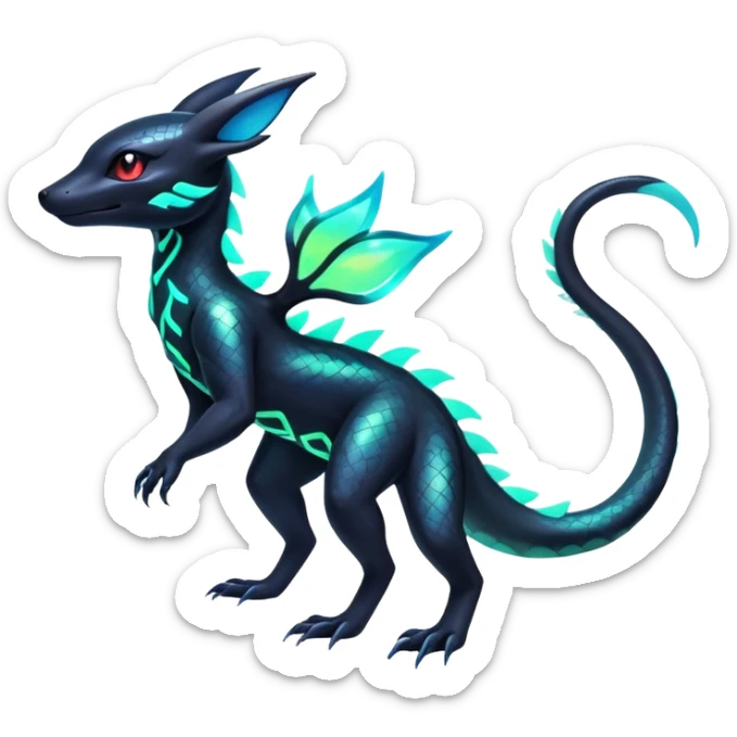 Colorful Neon Exotic Salandit-Aurorus-Umbreon-Fakémon-hybrid-creature (full body)  sticker