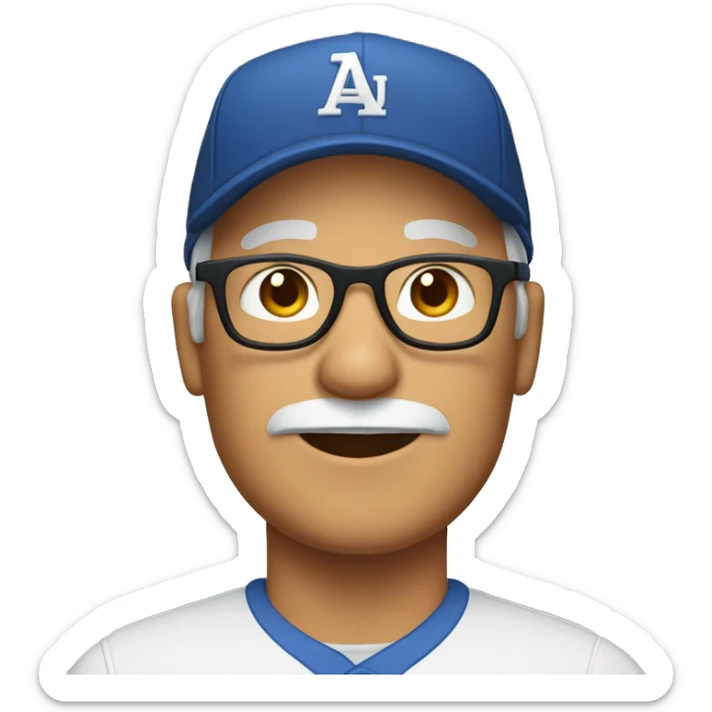 50 year old white male with glasses wearing a baseball hat and dressed in casual clothing  sticker