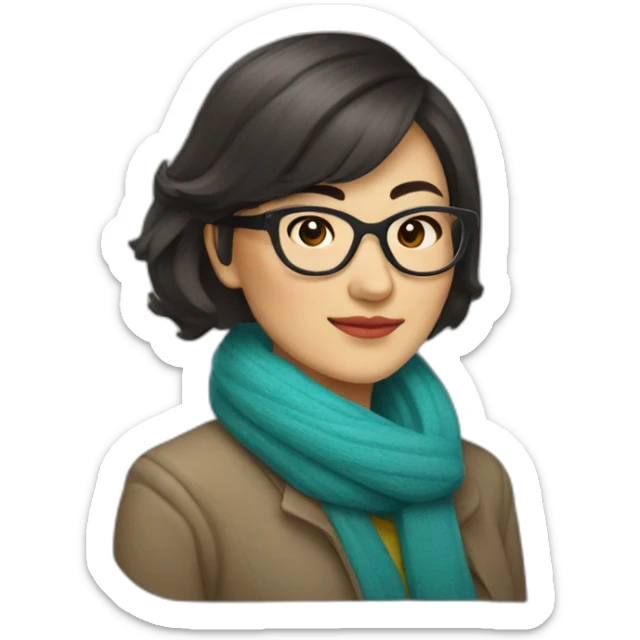 kazakh woman artist with short hair and eyeglasses sticker