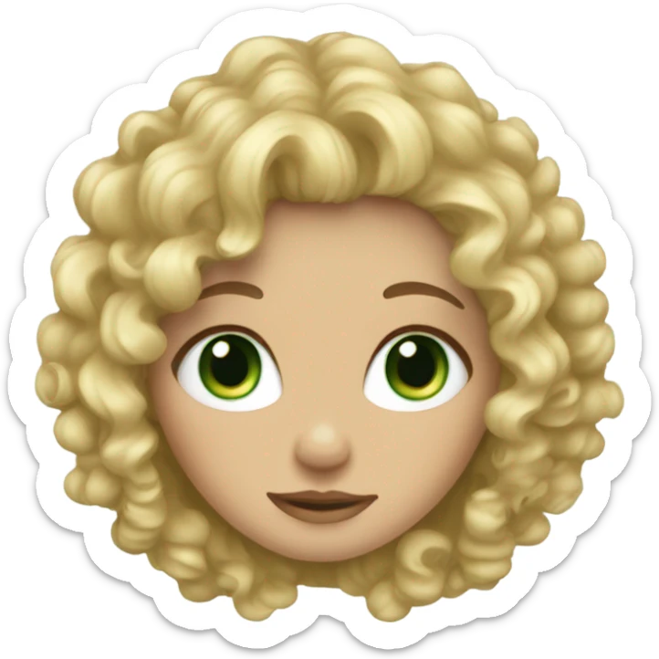 Cute green eyed blonde curly hair girl sticker