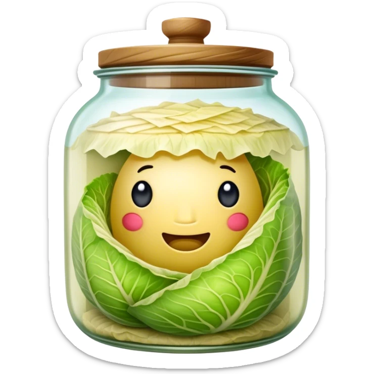 Sauerkraut Cinematic Realistic Sauerkraut Dish Emoji, depicted as tangy fermented cabbage neatly served in a traditional jar, rendered with vibrant textures and crisp, natural lighting. sticker