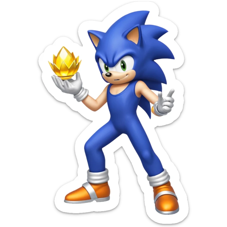 I want Sonic the hedgehog with the 7 chaos emeralds and the Goku aura transformation, where is the super Sonic aura sticker