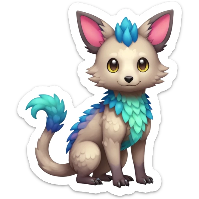  Colorful Kawaii Trico FurSona Fakemon Full Body sticker