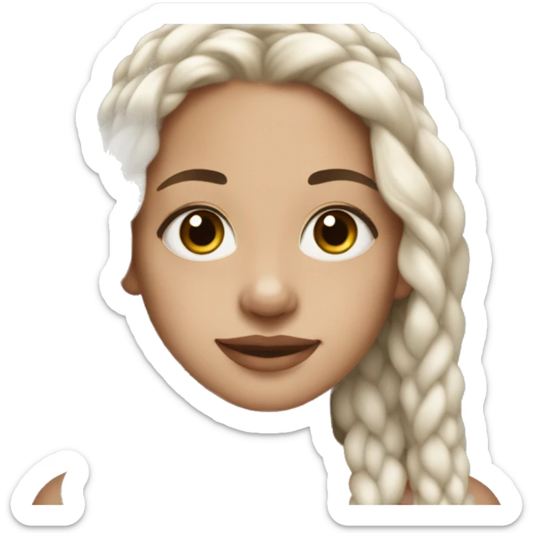 Young woman with long white braided hair vitiligo Skin brown eyes sticker