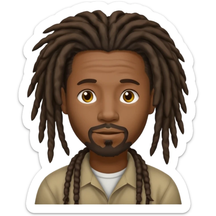 Hazme un emoji de un hombre negro con rastas y una pequeña perilla sin bigote sticker