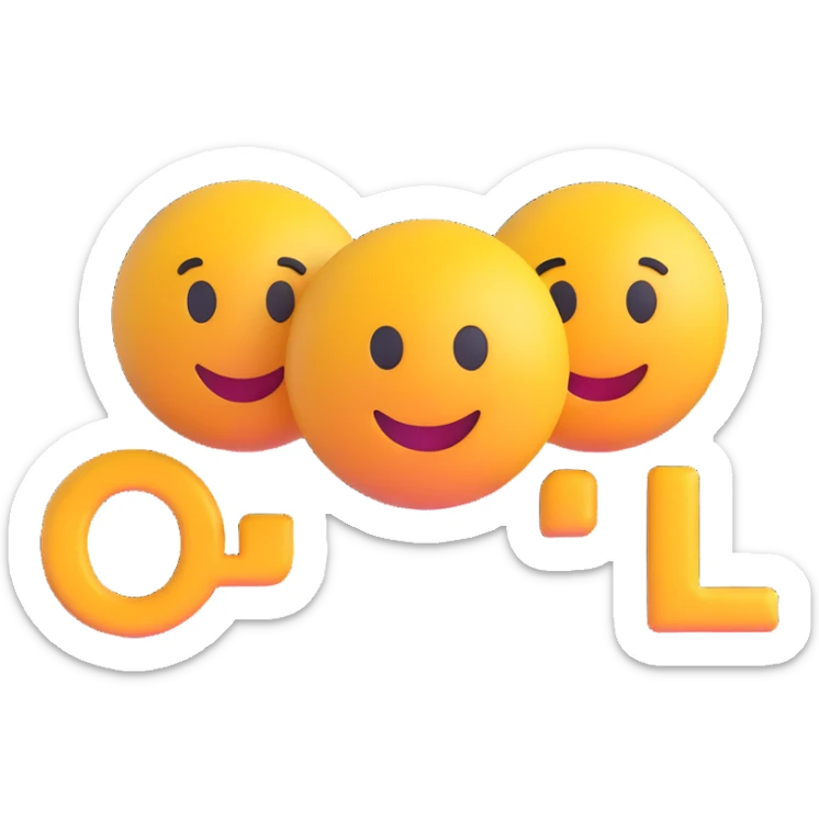 colorful 3D circular emoji with the word 'lol' in the center in a modern font sticker