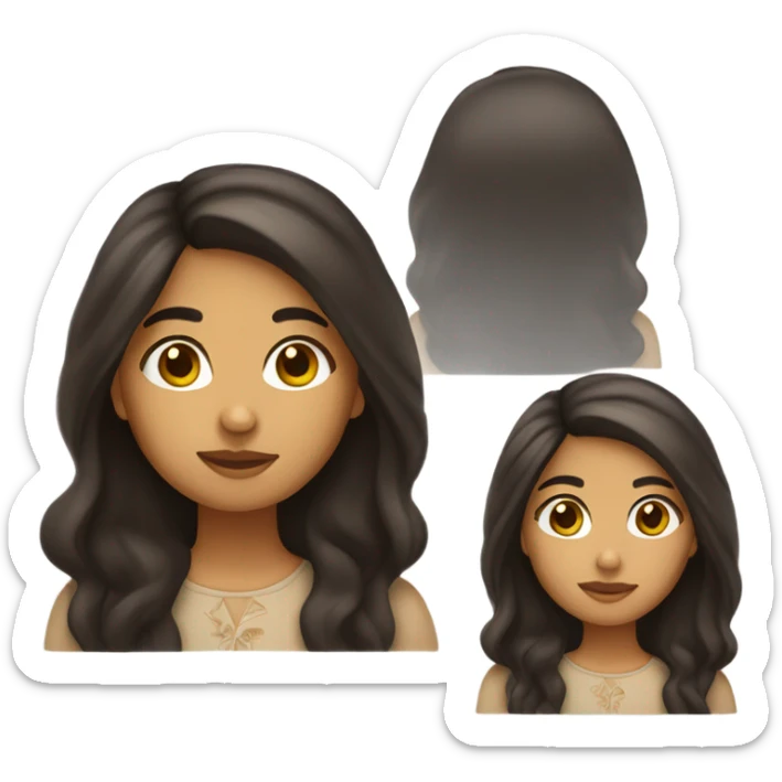 Latin american girl emoji long dark hair olive skin big brown eyes  sticker