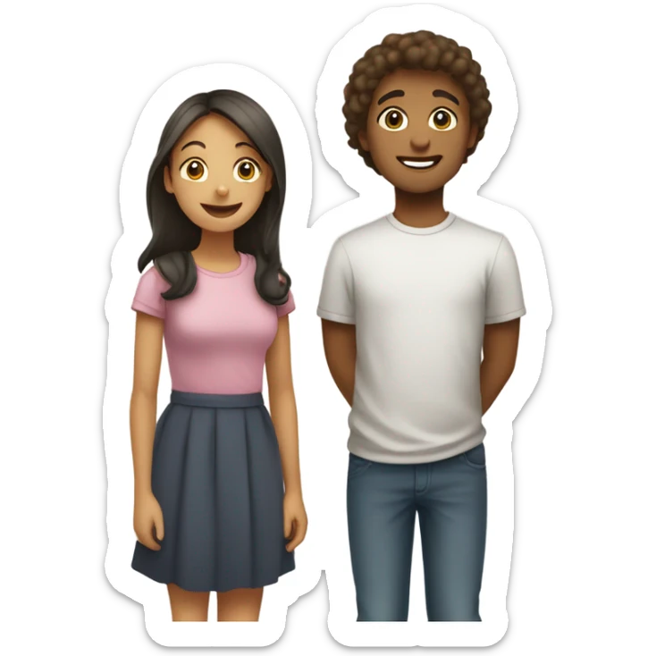 Boy and girl sticker