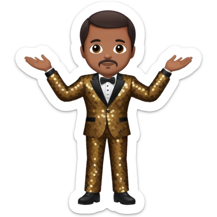 Berry Gordy with dark brown hair, dark brown sequin outfit  sticker