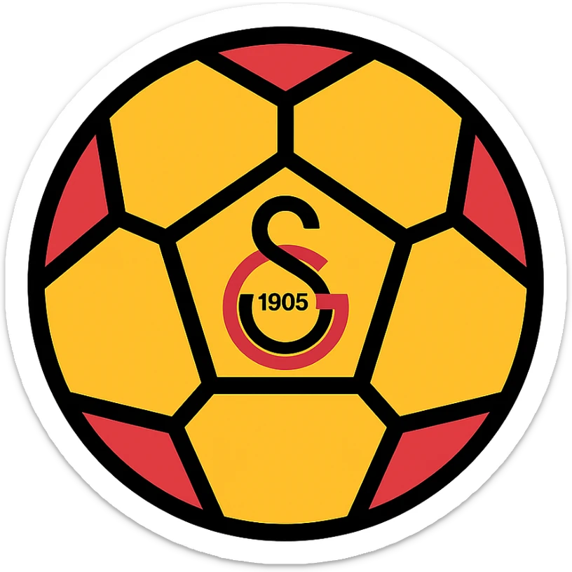 Galatasaray S.K. football, yellow and red pattern, dynamic, modern sports icon, lineal color icon with black outlines sticker