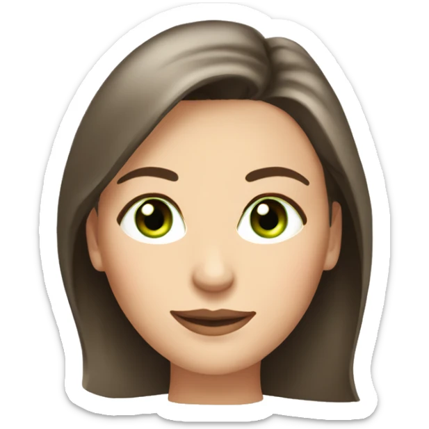 very pretty middle age woman with bright green eyes and shoulder length straight brown hair long eyelashes sticker