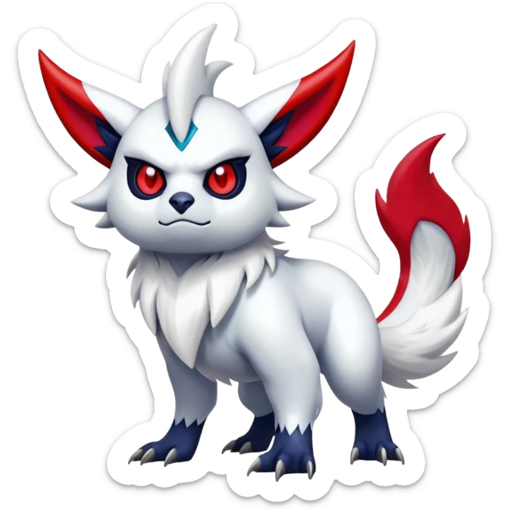 Shiny Colorful Gothic Exotic Badass Cool Absol-Zangoose-Pokémon-Fakémon-hybrid-creature (full body) sticker