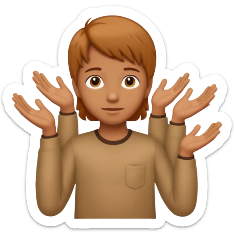 kid with tan hair and holding a six in his hand and a seven and the other hand sticker