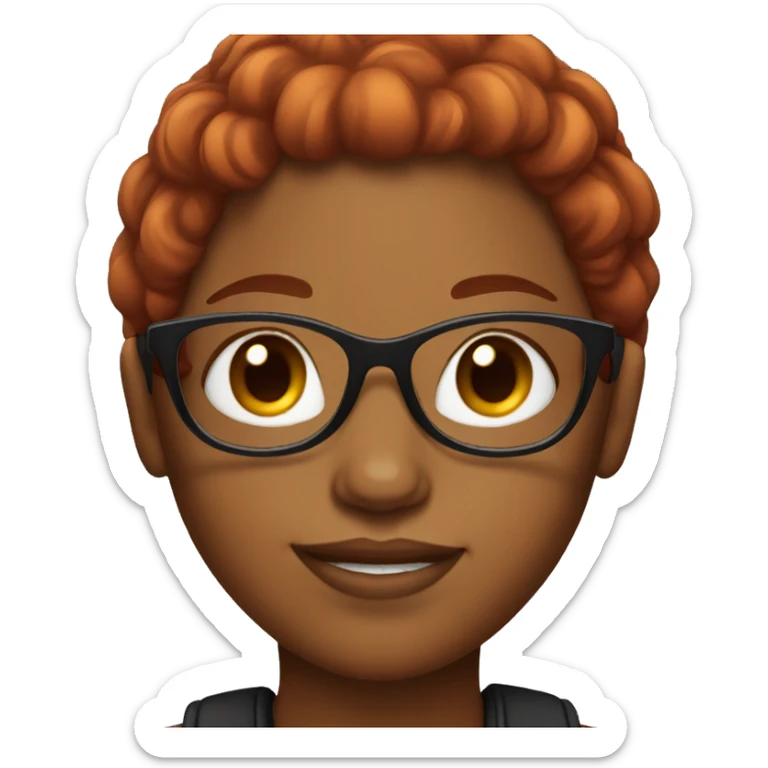 Brown skin girl with red hair and glasses sticker
