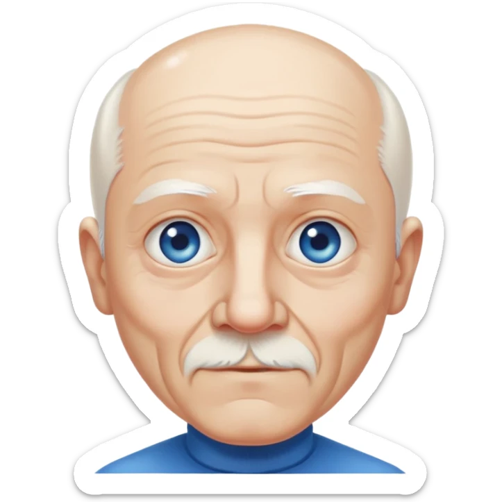 abuelo de piel blanca italiano con pelo blanco casi calvo y ojos color azul  sticker