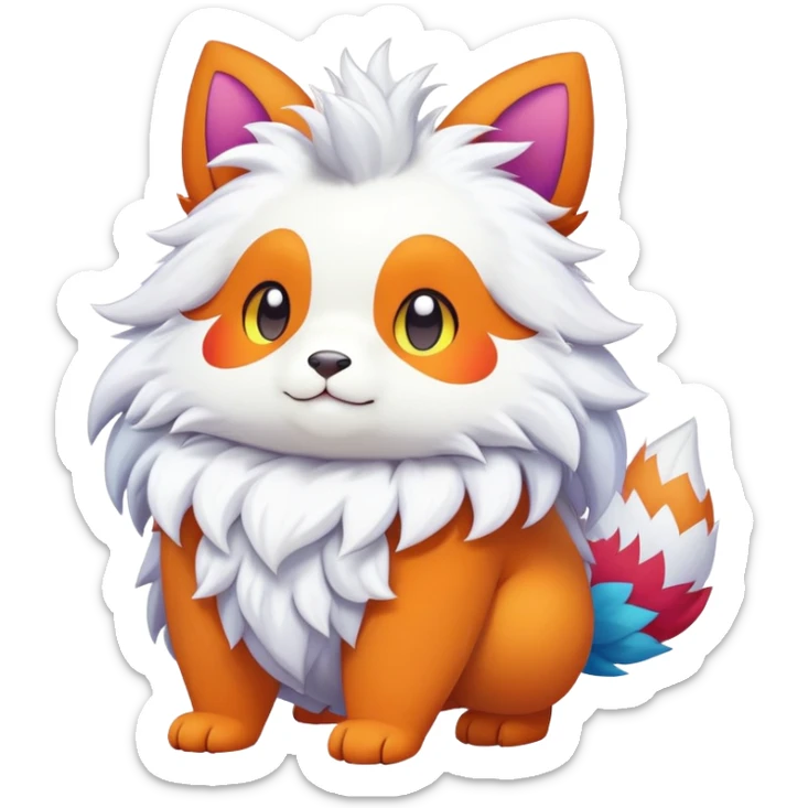  Colorful Kawaii Fionbri FurSona Fakemon Full Body sticker