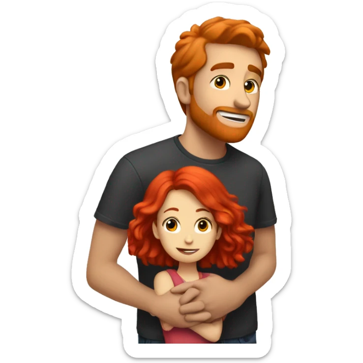 create a guy with red hair hugging a girl with red hair and he is taller than her sticker