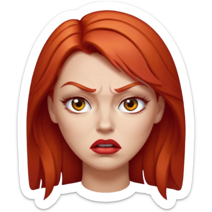mujer pelirroja con los ojos y los labios maquillados enojada sticker