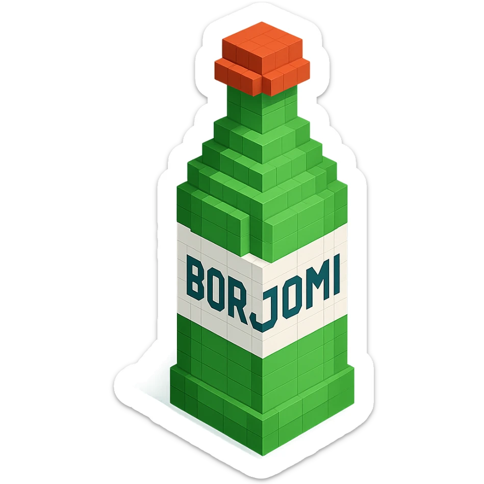 Borjomi bottle with a classic green label sticker