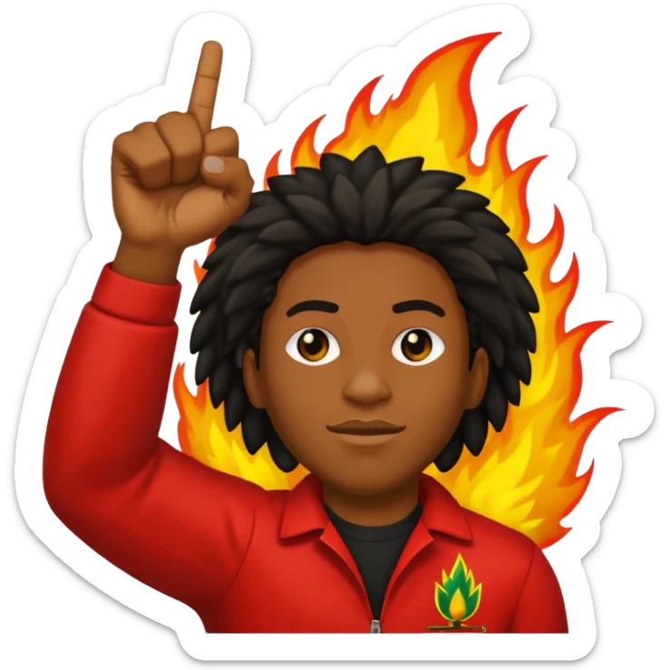 Emoji sticker of reggae vibes and frequency that says Big Up Anthony B! in bold reggae font 💥🔥✊🏾 sticker