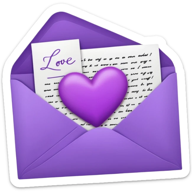IOS's love letter emoji but with a purple heart instead of a red heart sticker
