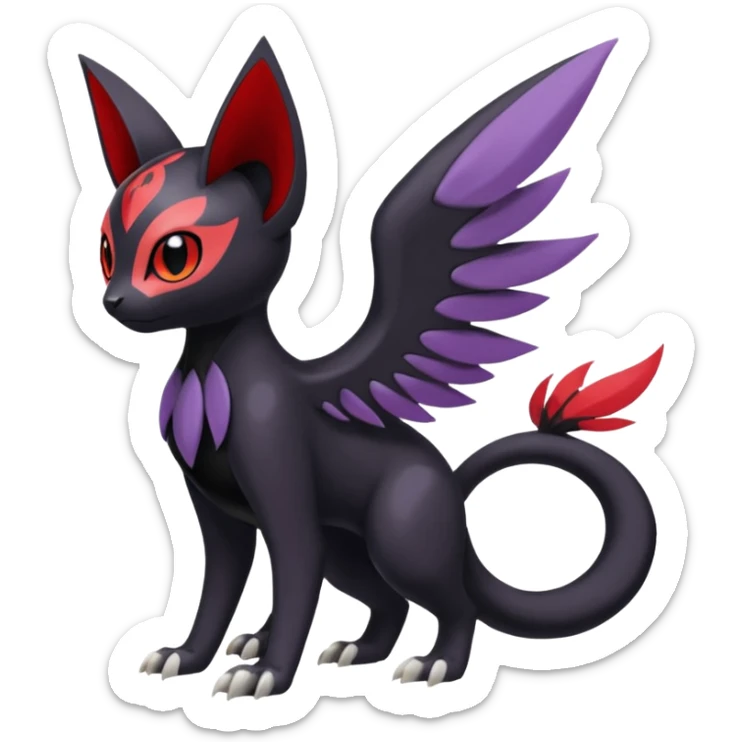 Meloetta-Purrloin-Nargacuga-Noibat-Pokémon-Fakémon-fusion-hybrid-creature sticker