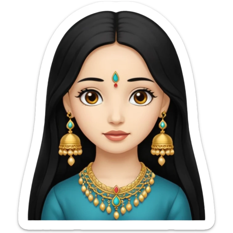 A jhumka girl with hair and face only passport size picture sticker
