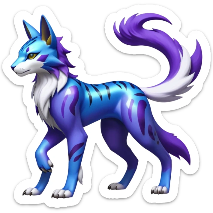 Shiny Elemental Exotic Renamon-Raikou-Liepard-Persian-Pokémon-Fakémon-hybrid-creature (full body) sticker