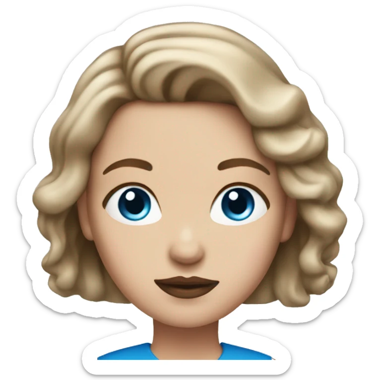 A white women with brown hair blue eyes and pink lips sticker