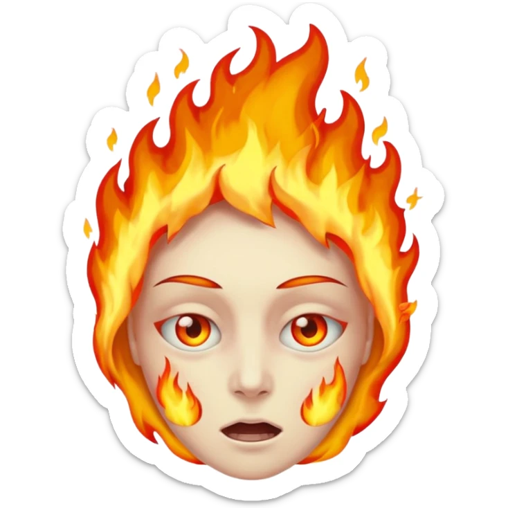 A burning person with fire coming out of where the eyes and make them dead sticker