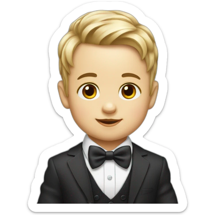 baby wearing suit with suspenders and bowtie fair skin thin hair sticker