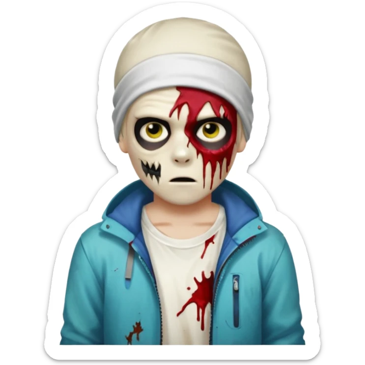 zombie boy with emo hair and white shirt with a ski mask on hair FROM Nike pra syna sticker