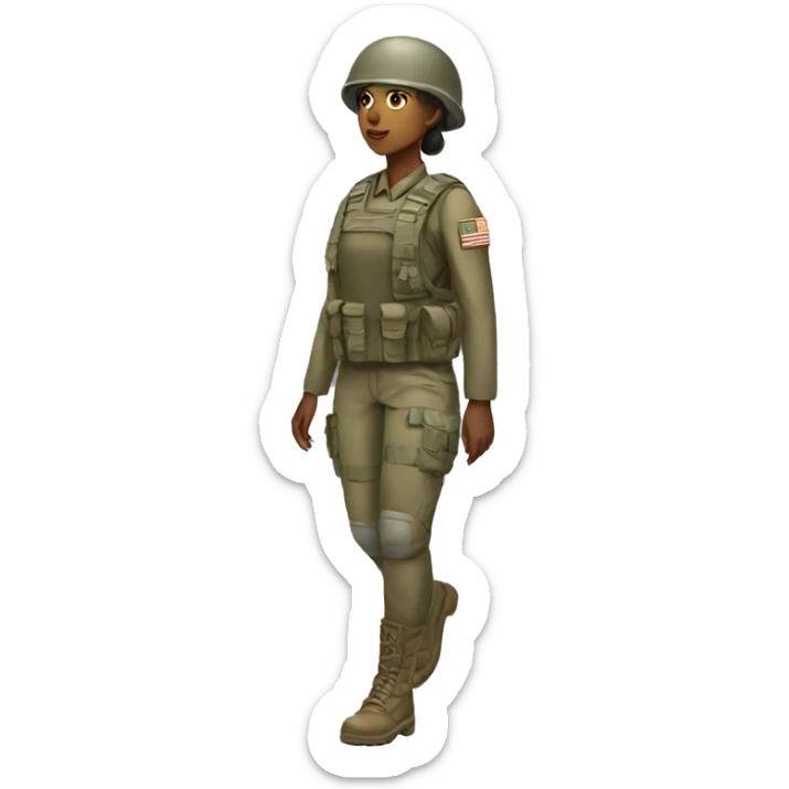 Female soldier in 2024 fashion Walking: sticker