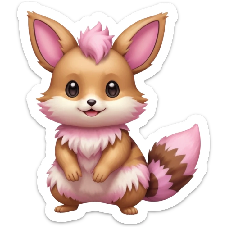 Kawaii Shiny Colorful Pastel Furret-Eevee-fusion Full Body sticker